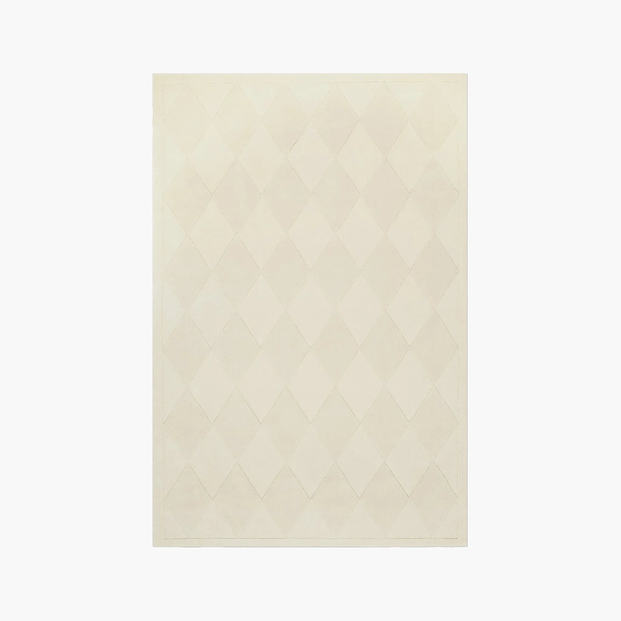 Cream Diamond Modern High Low Hand Tufted Rug by Housenfriends on a white background
