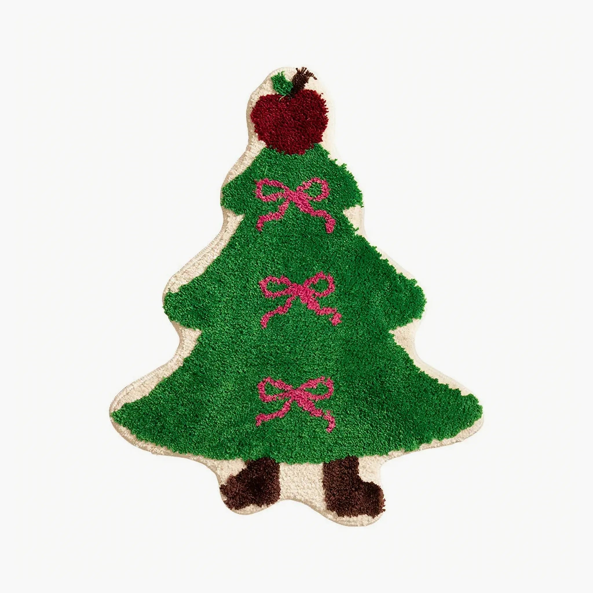 Sprout Green Tree Shaped Irregular Tufted Rug by Housenfriends on a white background