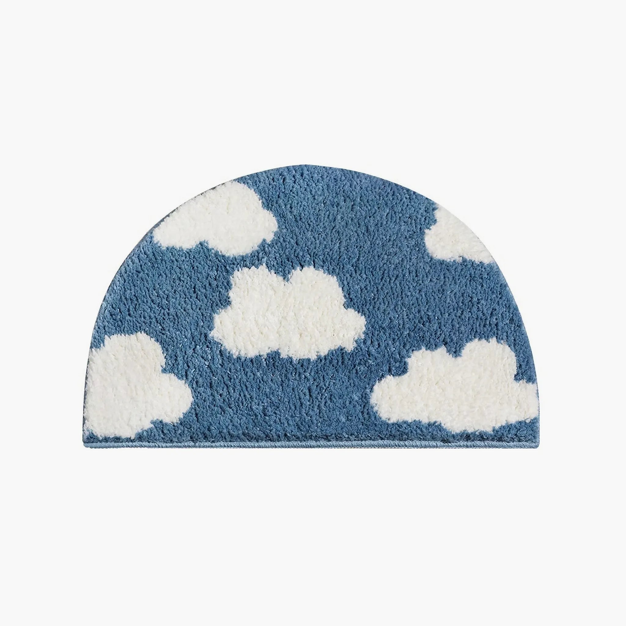 Seren Blue & White Half-Moon Cloud Tufted Rug by Housenfriends on a white background