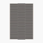 Stockholm Black and White Modern Offset Stripe Rug by Housenfriends on a white background