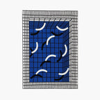 Poolside Blue White Grid Modern Graphic Rug by Housenfriends on a white background