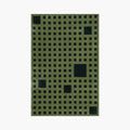 Tessera Olive Green Grid Modern High Low Rug by Housenfriends on white background