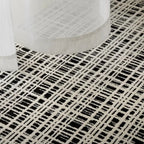 Fabric details of Jules Black White Modern Grid Pattern Rug by Housenfriends
