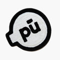 Pu white small shaggy graphic emblem rug with black outline by Housenfriends on white background