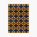 Juno Mustard Gold Navy Checkered Tufted Rug by Housenfriends on a white background