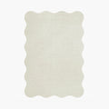 Cora Off White Irregular Wavy Shaped Minimalist Rug by Housenfriends on white background