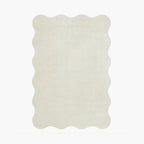 Cora Off White Irregular Wavy Shaped Minimalist Rug by Housenfriends on white background