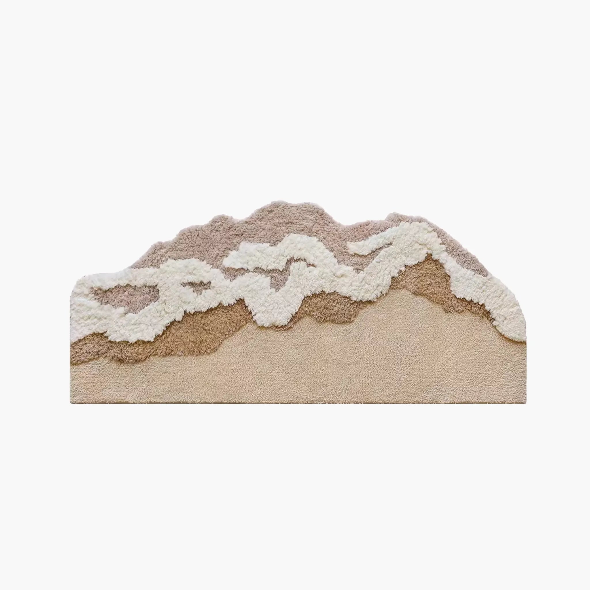 Alba Sand & Cream Wavy Edge High-Low Tufted Runner Rug on a white background