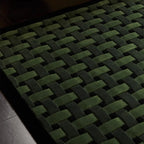 Bambusa Green Woven Grid High Low Tufted Wool Rug