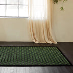Bambusa Green Woven Grid High Low Tufted Wool Rug