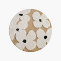 Liora Brown Ivory Floral Round Tufted High Low Rug by Housenfriends on white background