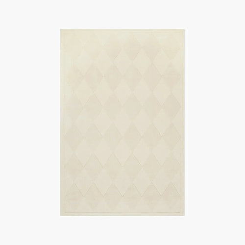 Cream Diamond Modern High Low Hand Tufted Rug by Housenfriends on a white background