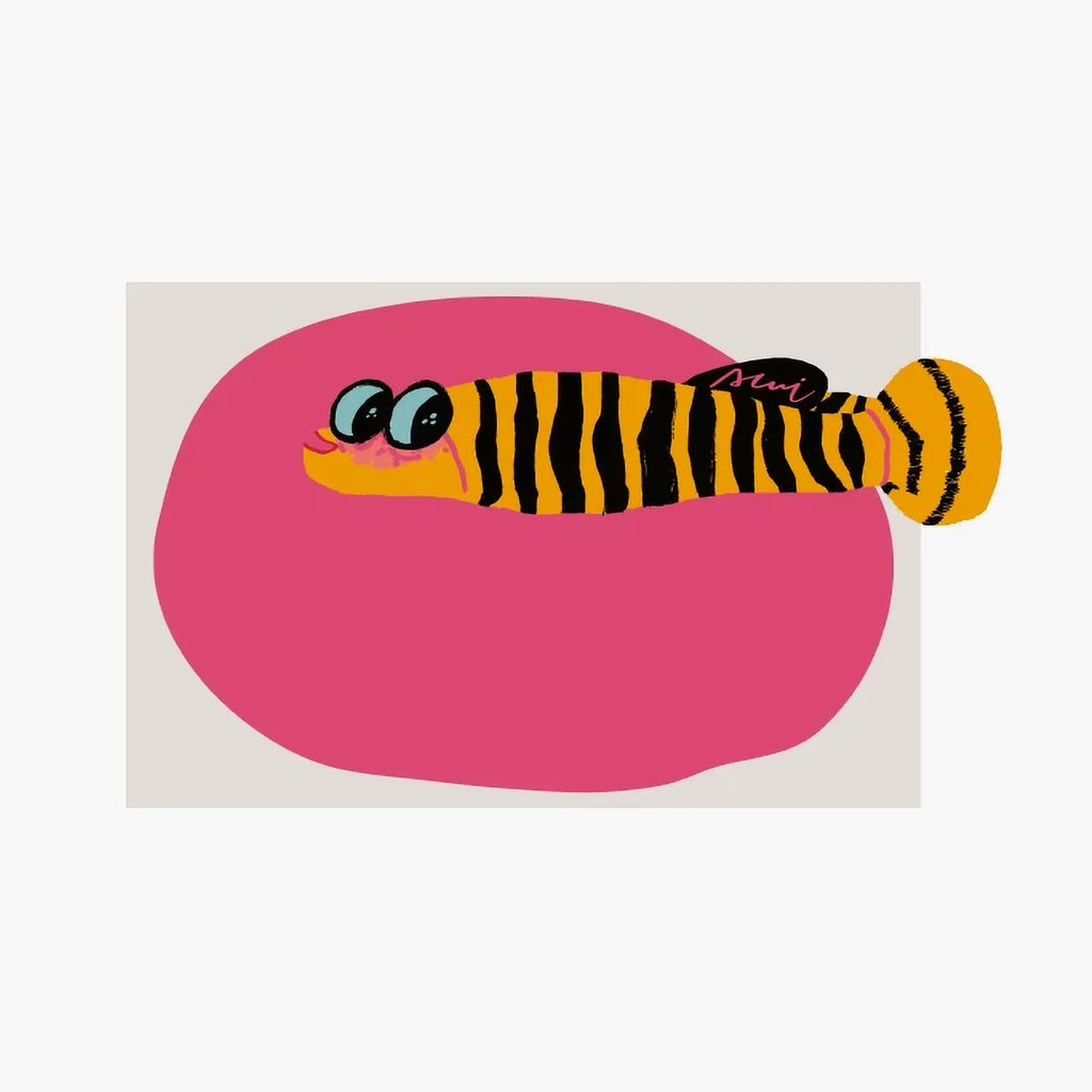 Denny Pink Sea Yellow Clownfish Graphic Tufted Rug by Housenfriends on a white background