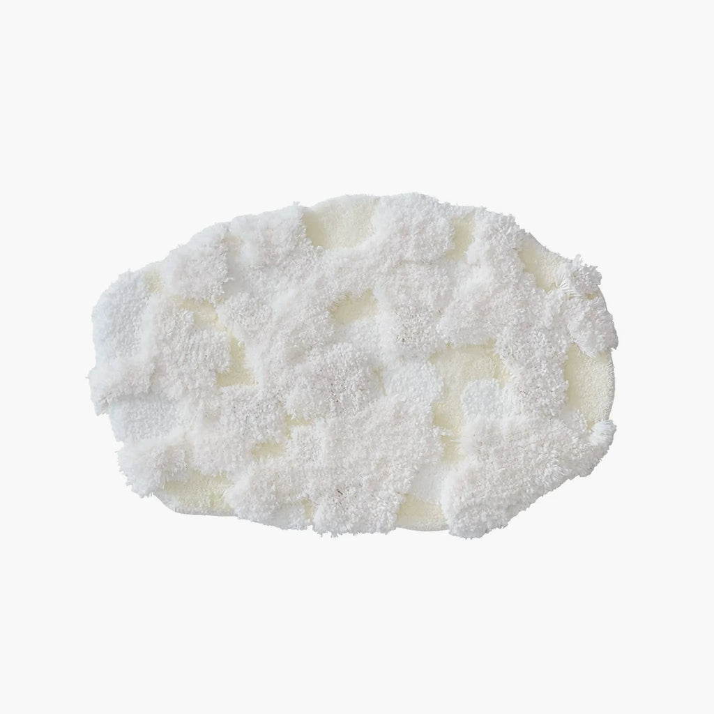 Eira Off White Irregular Cloud Patch High Low Tufted Rug on a white background