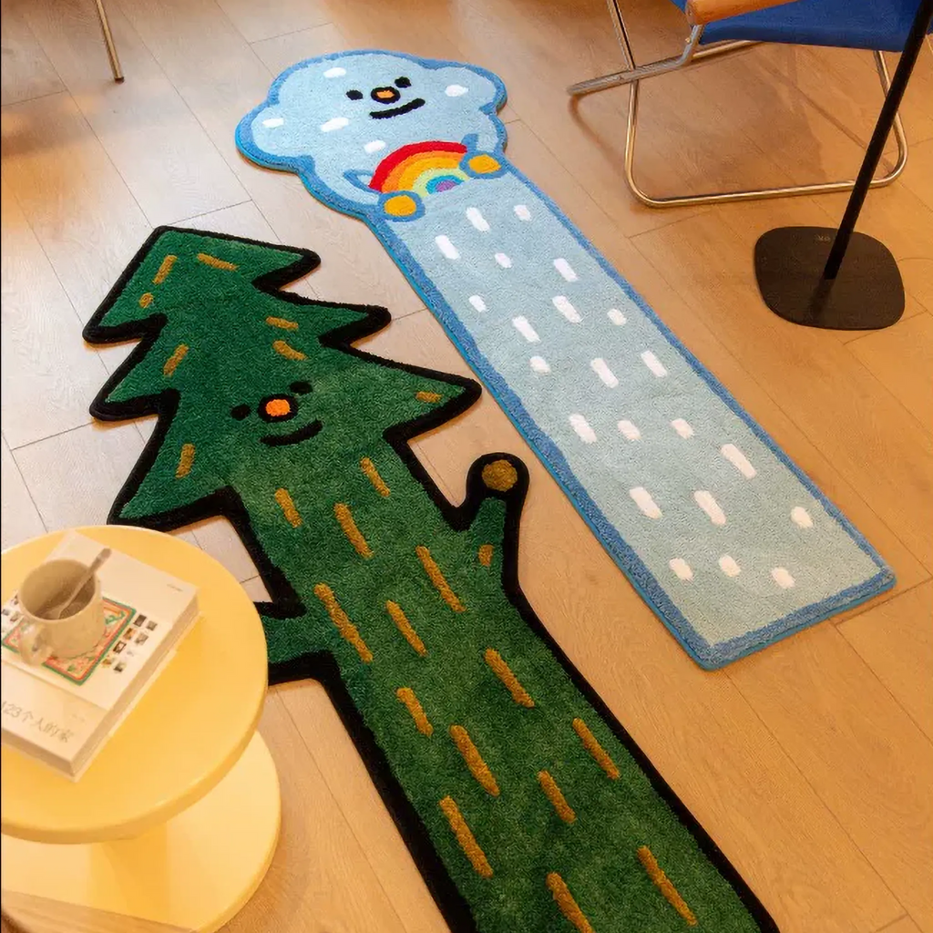 Elwood Green Quirky Graphic Tree Shaped Tufted Runner Rug