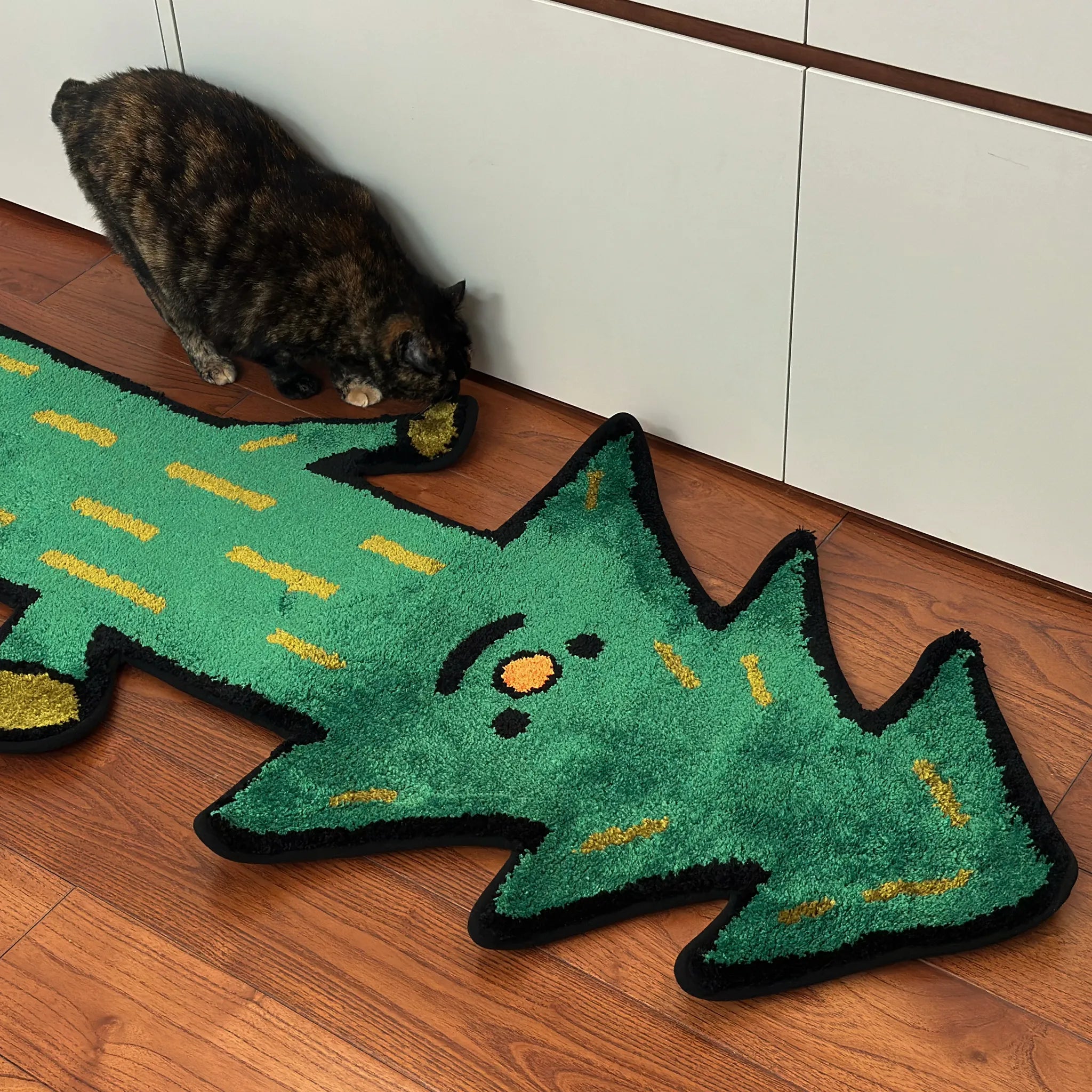 Elwood Green Quirky Graphic Tree Shaped Tufted Runner Rug