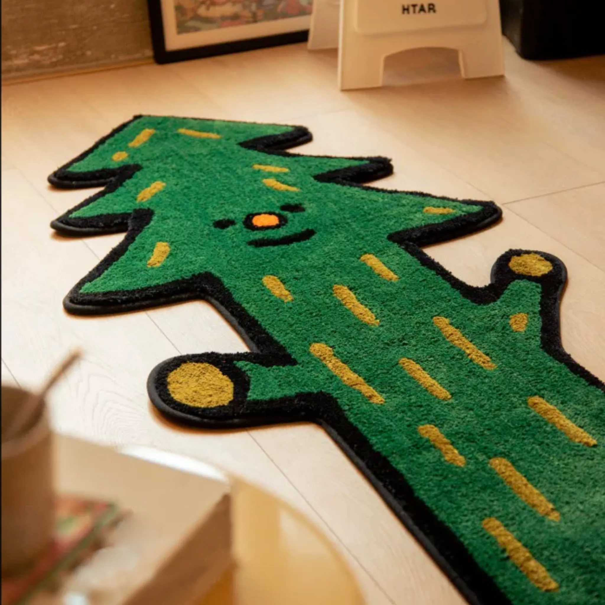 Elwood Green Quirky Graphic Tree Shaped Tufted Runner Rug