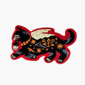 Faye Black & Red Gothic Winged Cat Shaped Tufted Rug