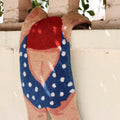 June Navy Polka Dot Swimsuit Swimming Girl Artistic Graphic Body Art Tufted Rug