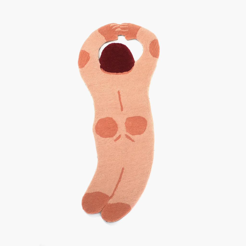 June Nude Curved Back Swimming Girl Artistic Graphic Body Art Tufted Rug by Housenfriends on a plain white background.