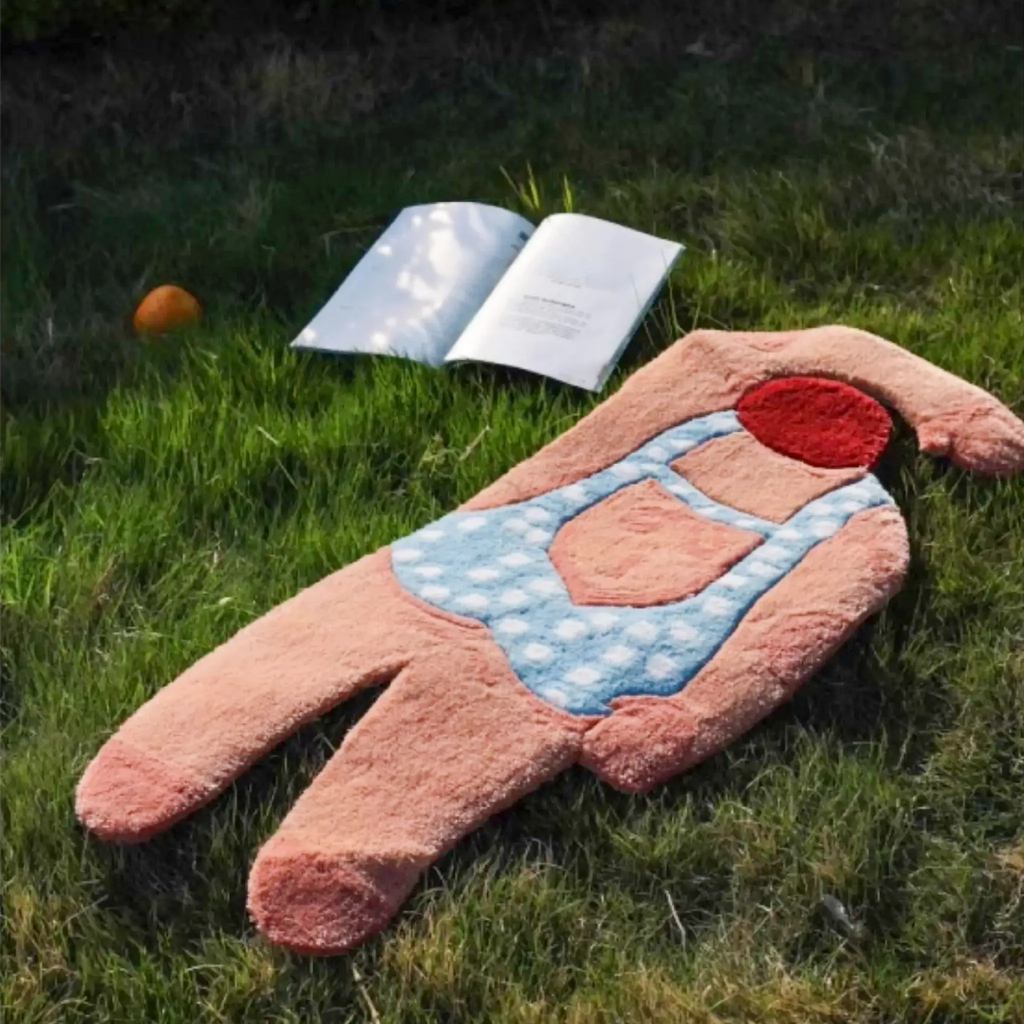 June Pale Blue Polka Dot Swimsuit Swimming Girl Artistic Graphic Body Art Tufted Rug