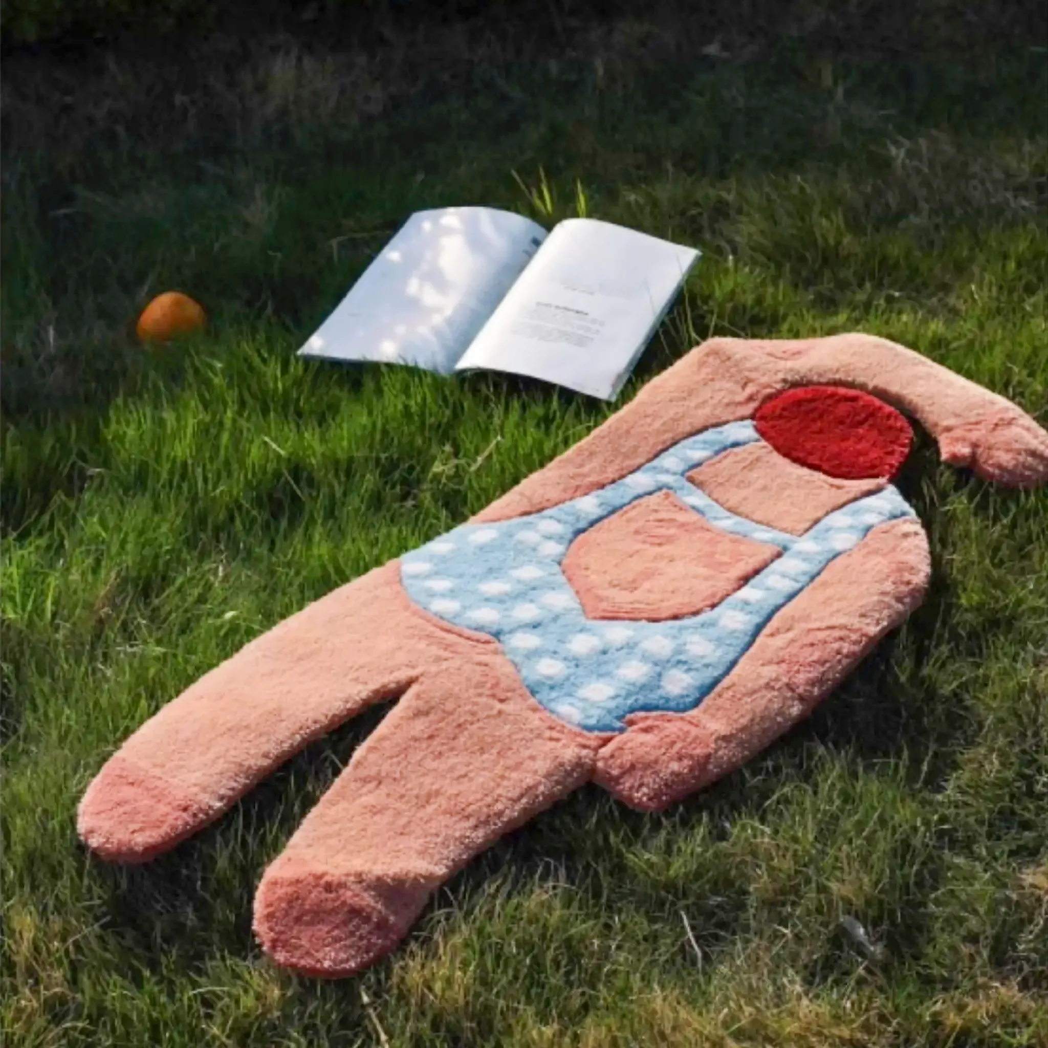 June Pale Blue Polka Dot Swimsuit Swimming Girl Artistic Graphic Body Art Tufted Rug