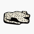 Layla Black Base White Leopard Shaped Tufted Rug by Housenfriends on a white background