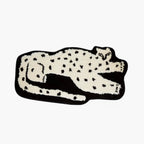 Layla Black Base White Leopard Shaped Tufted Rug by Housenfriends on a white background