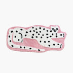 Layla Blossom Pink Base White Leopard Shaped Tufted Rug by Housenfriends on a white background