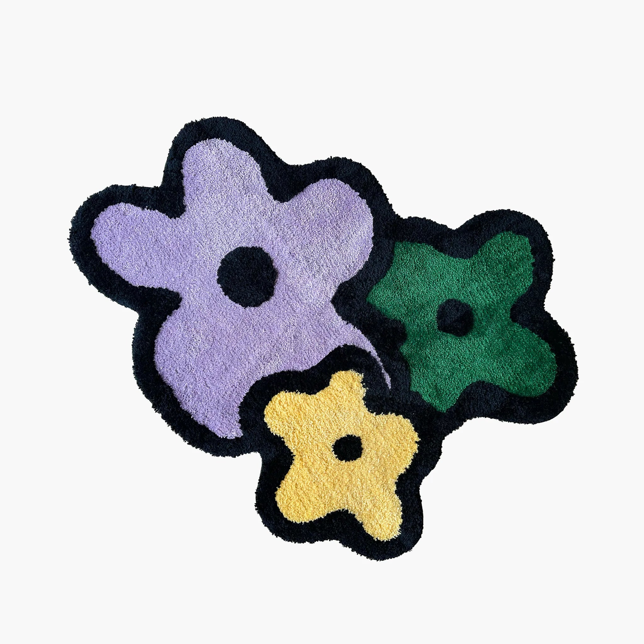 Lola Lavender Yellow Green Graphic Flower Shaped Tufted Rug
