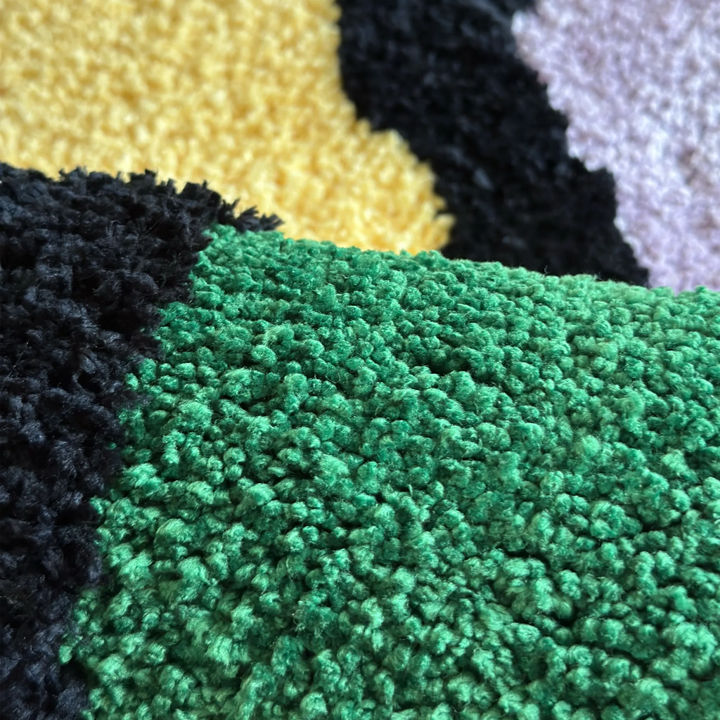 Lola Lavender Yellow Green Graphic Flower Shaped Tufted Rug