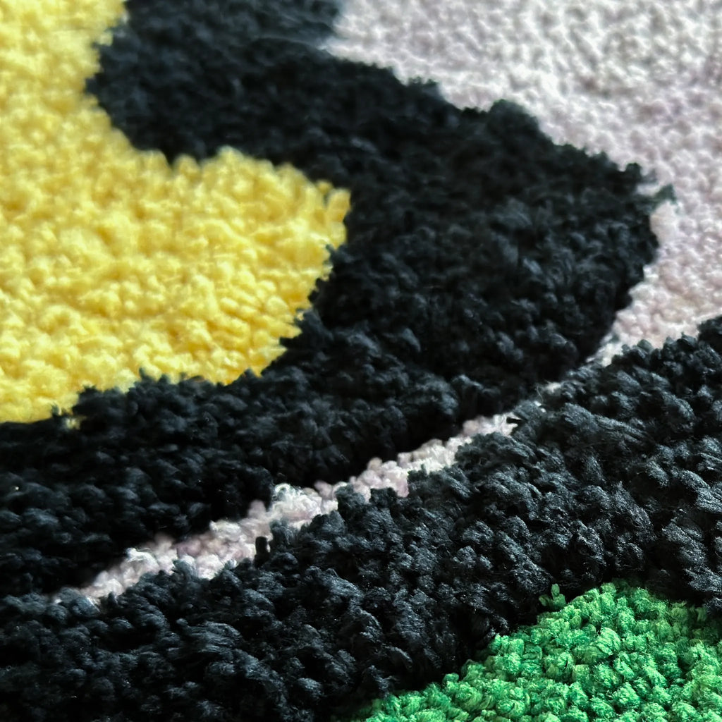 Lola Lavender Yellow Green Graphic Flower Shaped Tufted Rug