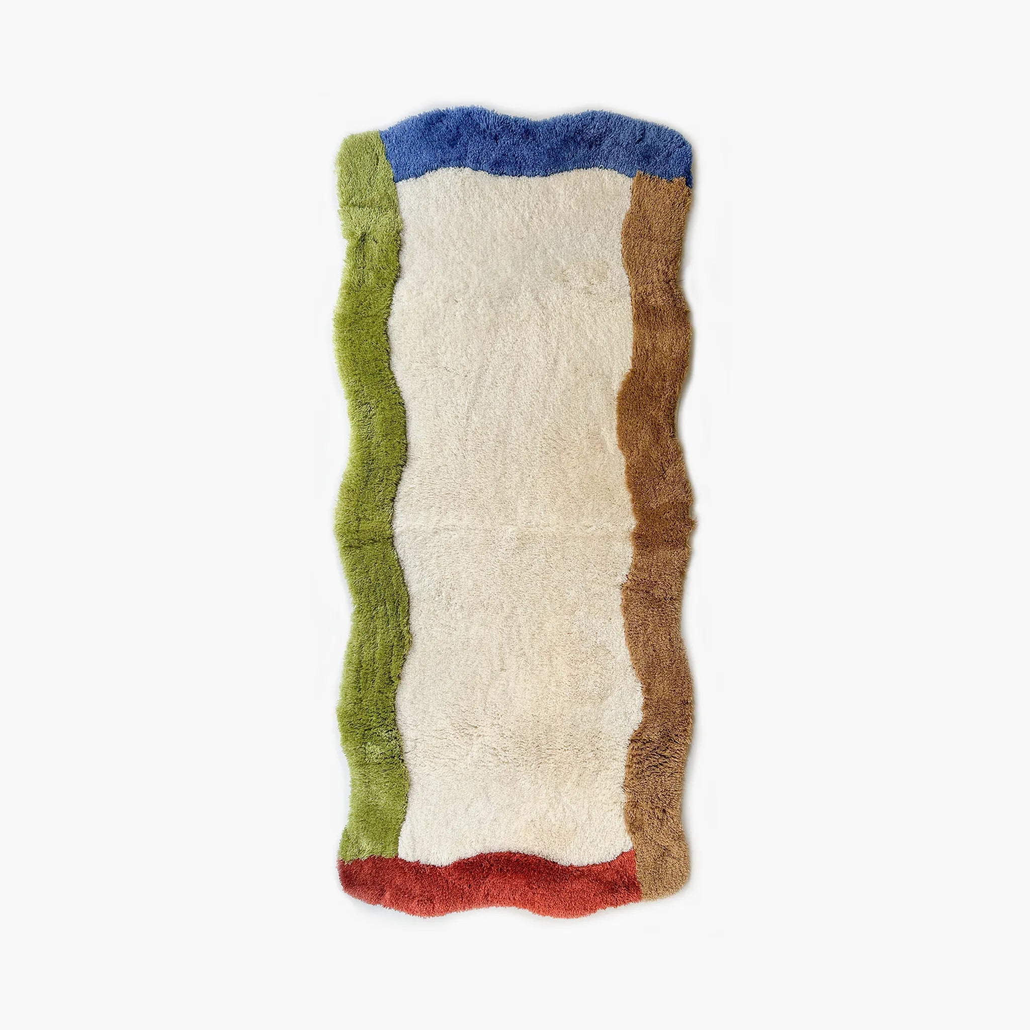 Mabel Pastel Wavy Colourblock Shaggy Tufted Runner Rug by Housenfriends on a white background.