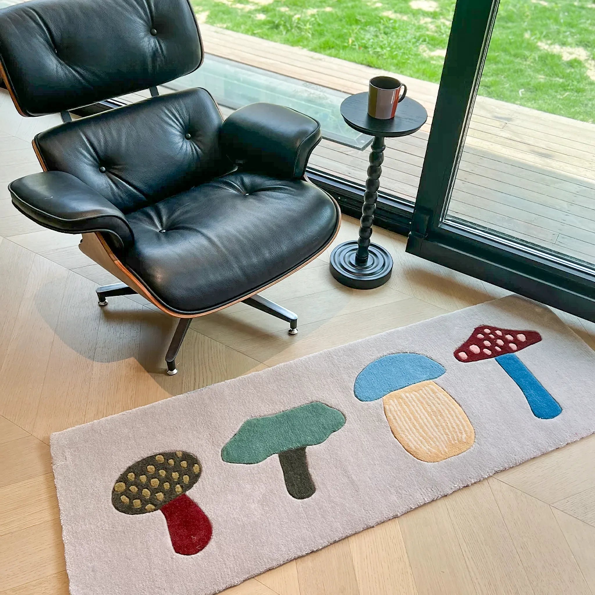 Marnie Grey Quirky Mushroom Motif Tufted Runner Rug