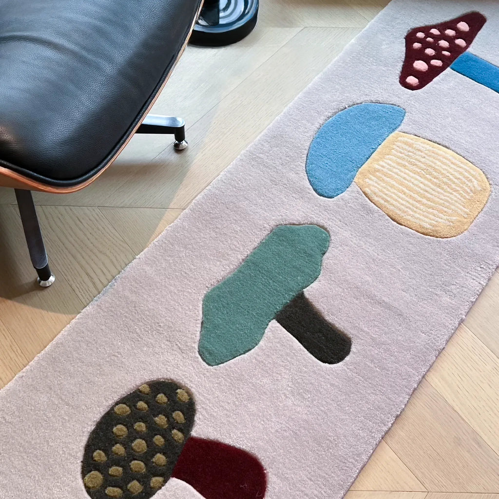 Marnie Grey Quirky Mushroom Motif Tufted Runner Rug