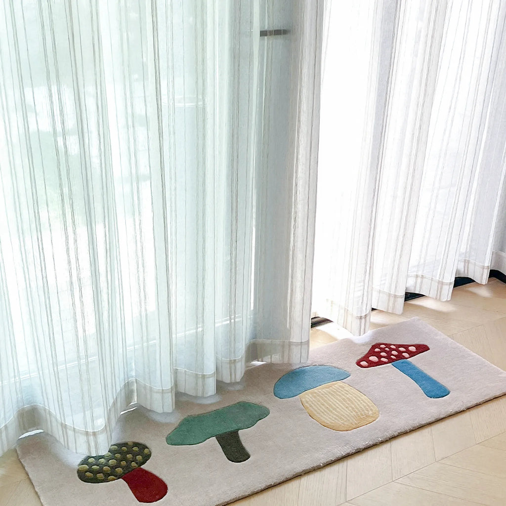 Marnie Grey Quirky Mushroom Motif Tufted Runner Rug