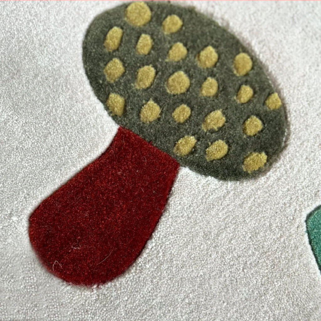 Marnie Grey Quirky Mushroom Motif Tufted Runner Rug