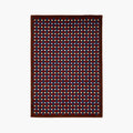 Mondrian Red Navy Beige Retro Checkered Wool Rug by Housenfriends on a white background