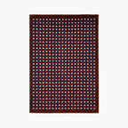 Mondrian Red Navy Beige Retro Checkered Wool Rug by Housenfriends on a white background