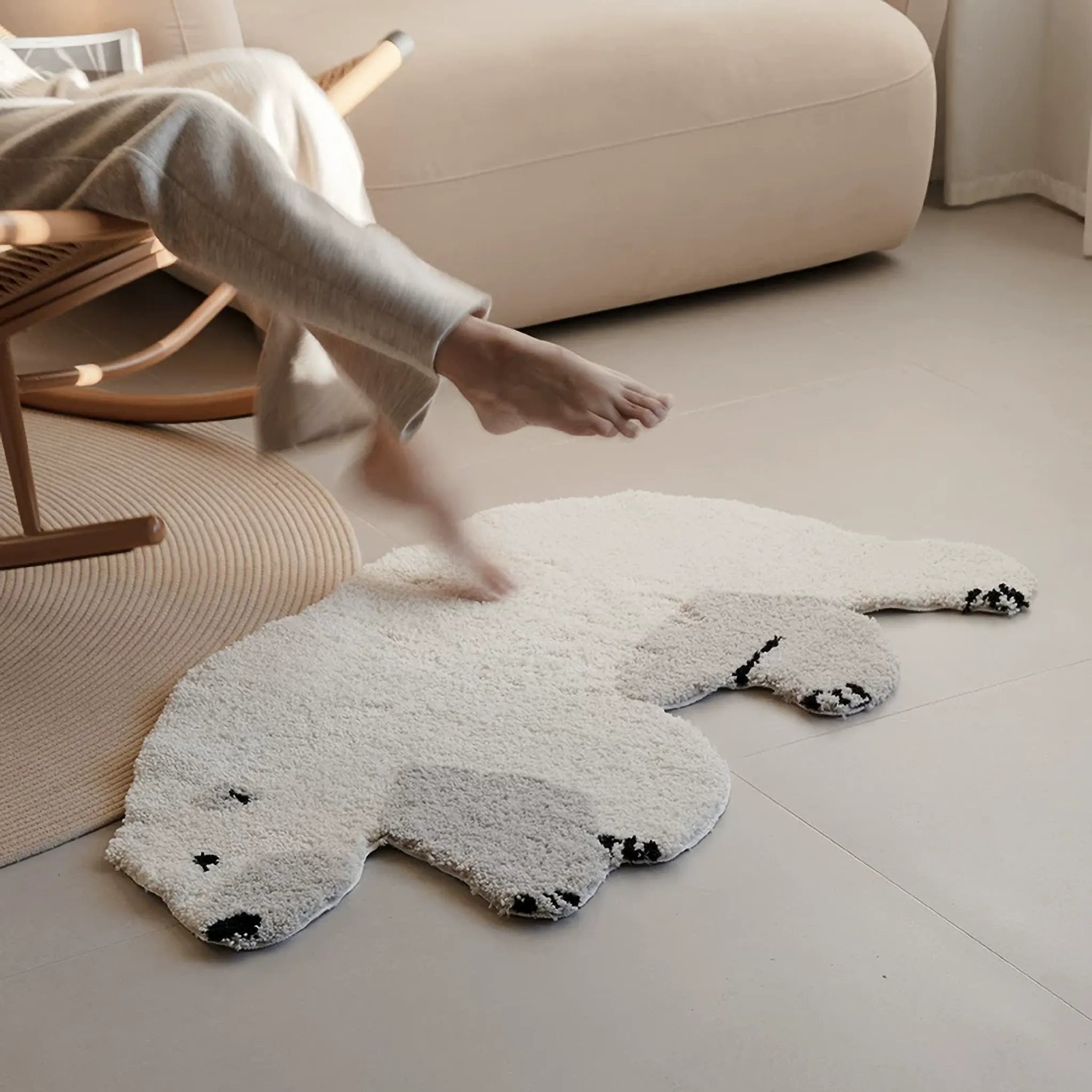 Orson Cream Grey Polar Bear Shaped Tufted Rug