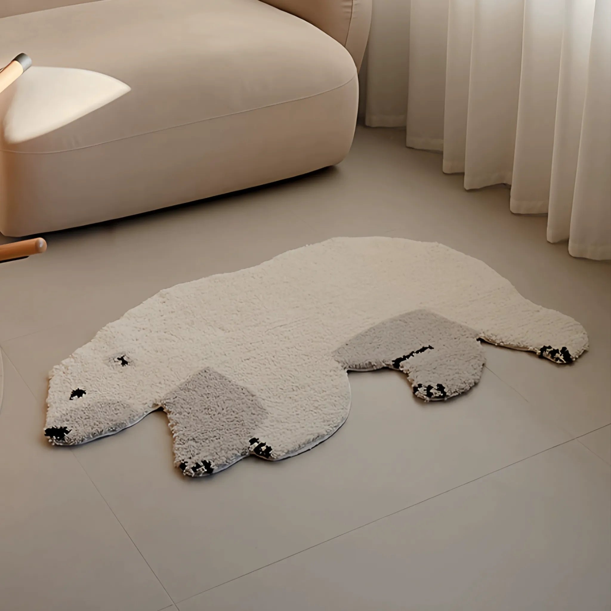 Orson Cream Grey Polar Bear Shaped Tufted Rug