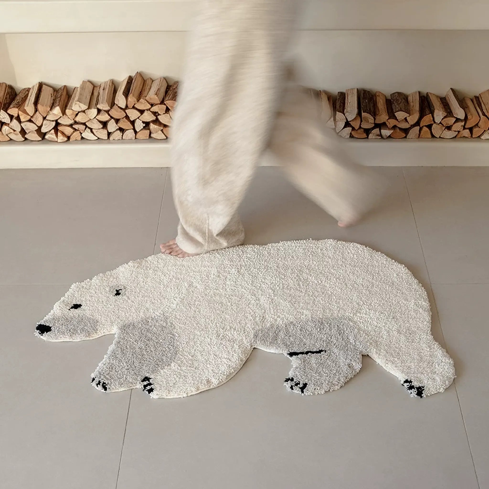 Orson Cream Grey Polar Bear Shaped Tufted Rug
