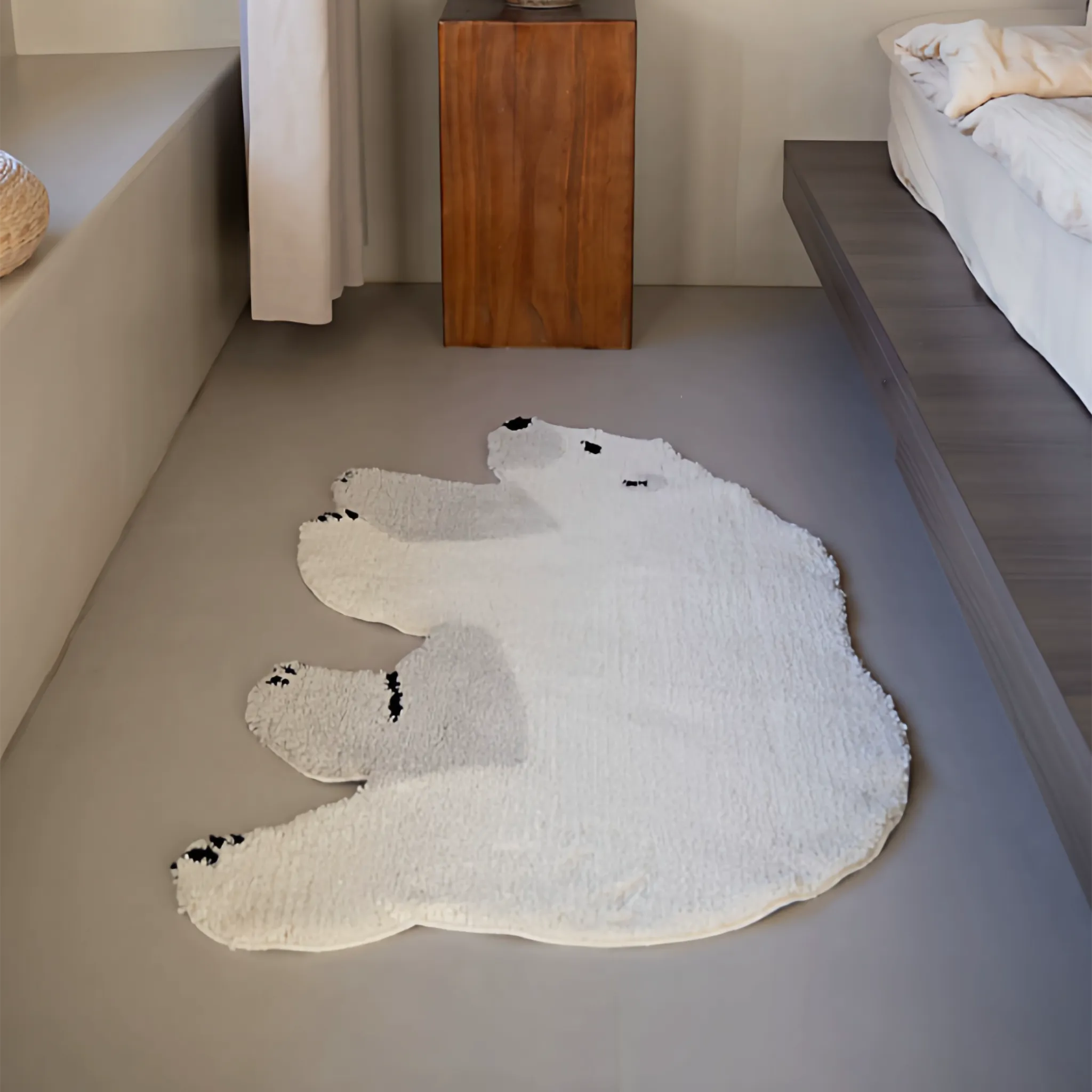 Orson Cream Grey Polar Bear Shaped Tufted Rug
