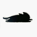 Playful Black Jumping Cat Shaped Designer Tufted Rug by Housenfriends on a white background