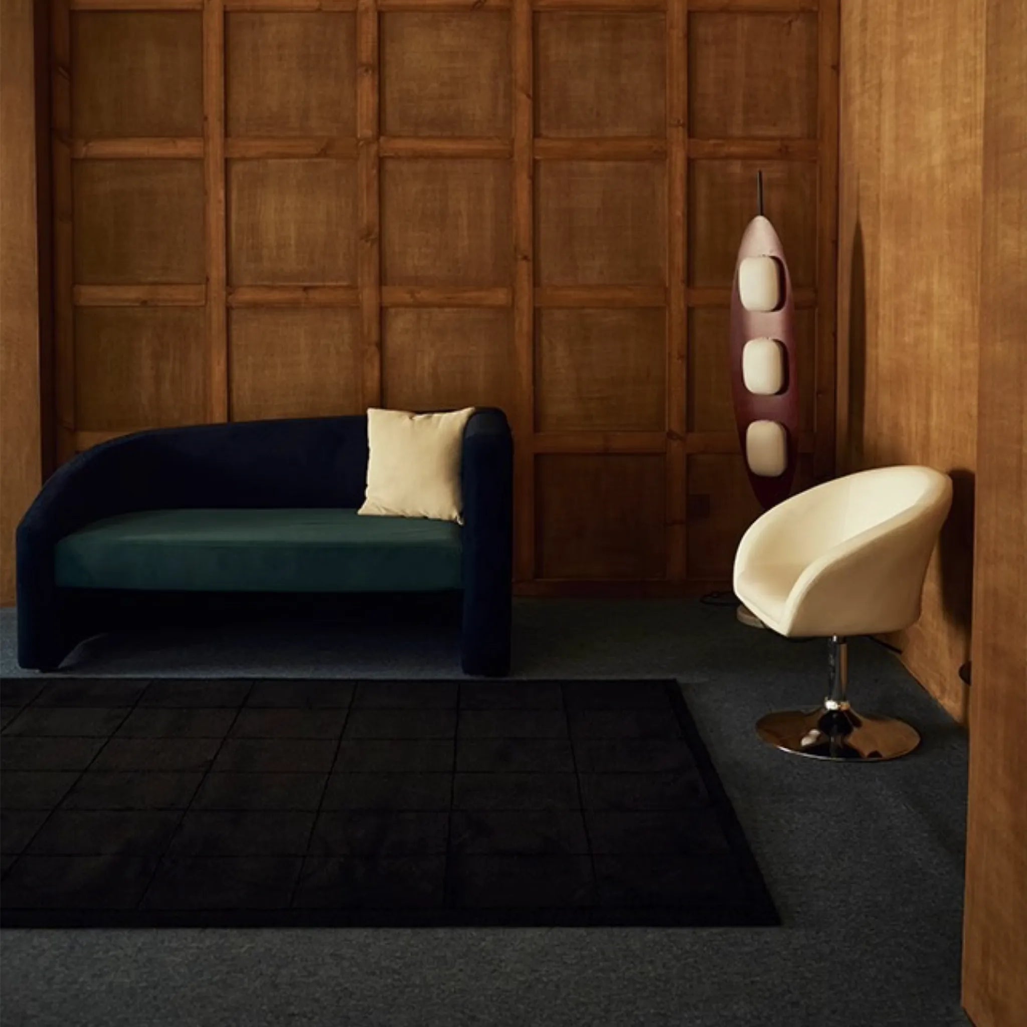 Pure Black Minimalist Modern High Low Hand Tufted Rug