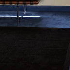 Pure Black Minimalist Modern High Low Hand Tufted Rug