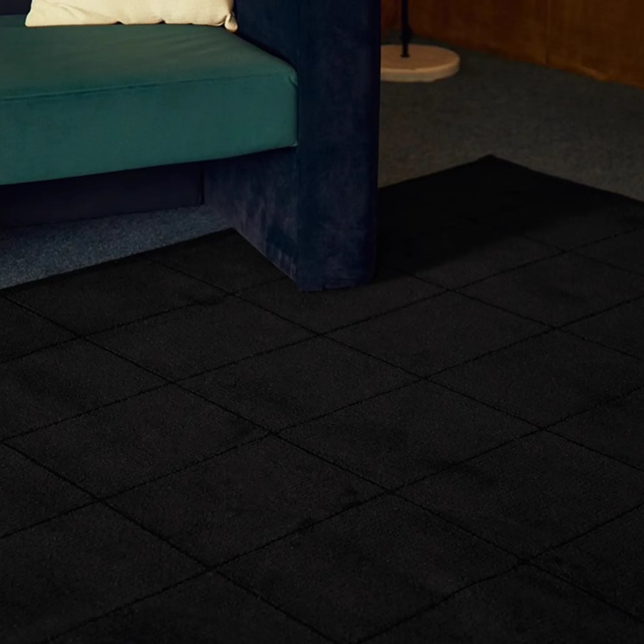 Pure Black Minimalist Modern High Low Hand Tufted Rug