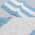 Rafi Pastel Blue & White Wavy Striped Tufted Runner Rug