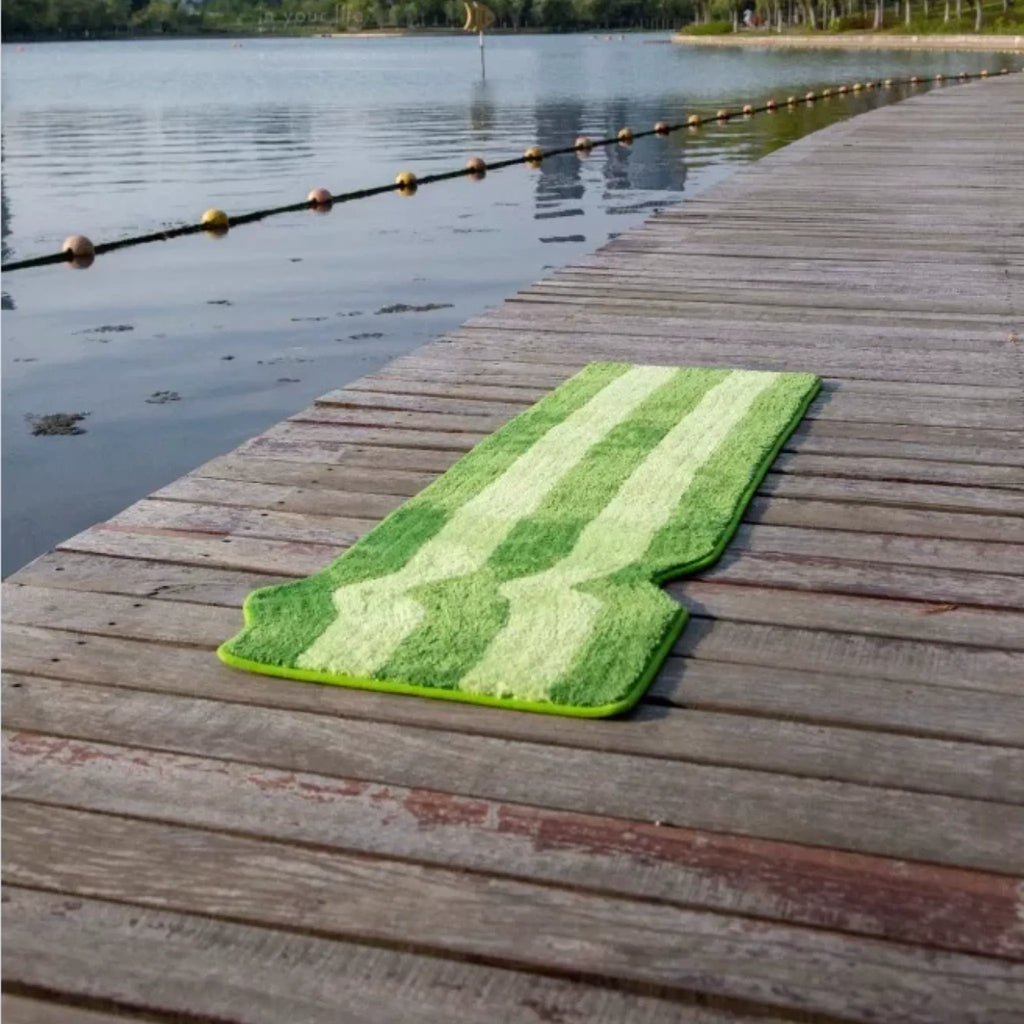 Rafi Green & Lime Wavy Striped Tufted Runner Rug