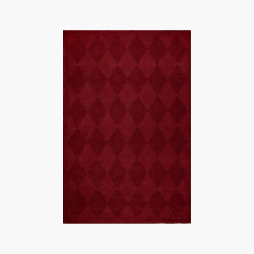 Burgundy Diamond Modern High Low Hand Tufted Rug by Housenfriends on a white background